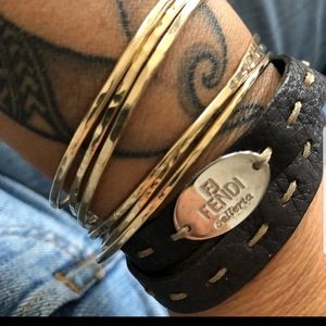 Fendi selleria brown leather strap bracelet.